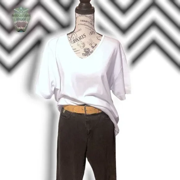 VINTAGE Totally 80’s Oversized Classic Plain White Tee, Erika & Co. Brand New, L - Picture 5 of 6